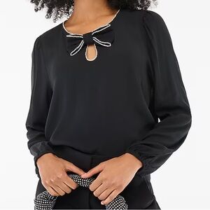 NWT J Crew Jeweled Bow Blouse - Small